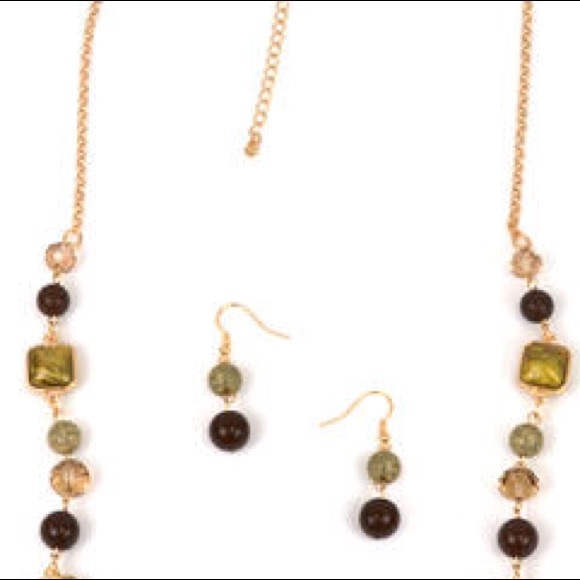 Boho Set • Beaded Multi-strand Necklace & Earrings - Picture 2 of 2